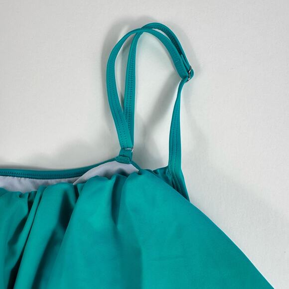 Cupshe Women's  Falbala Bikini XXL Teal ruffled top adjustable straps - Picture 9 of 13